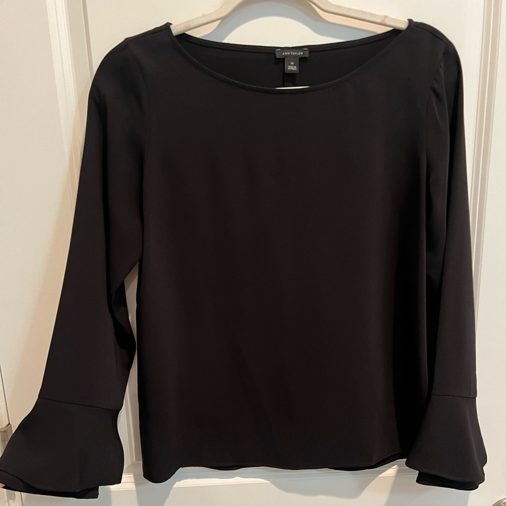 WHBM LS Black Blouse XS.